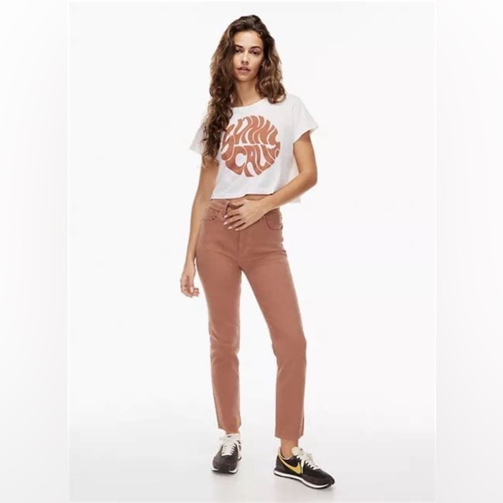 Aritzia - Denim Forum - YOKO High Rise Slim Slim Jean in Burnt Copper. 24